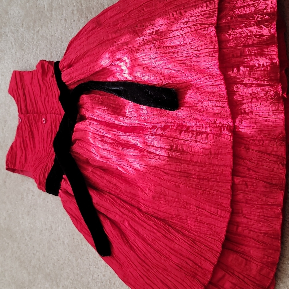 RED & BLACK girls Dress Sz 6 Like New - Picture 3 of 4